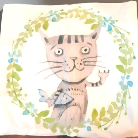 Cartoon Kitty Cat Fish Cushion Zippered Pillow Cover - Picture 2 of 5